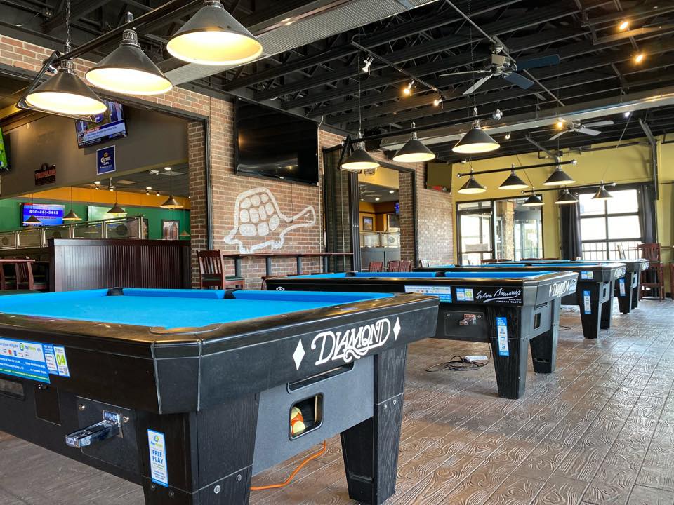 interior of the greene turtle bel air with pool tables