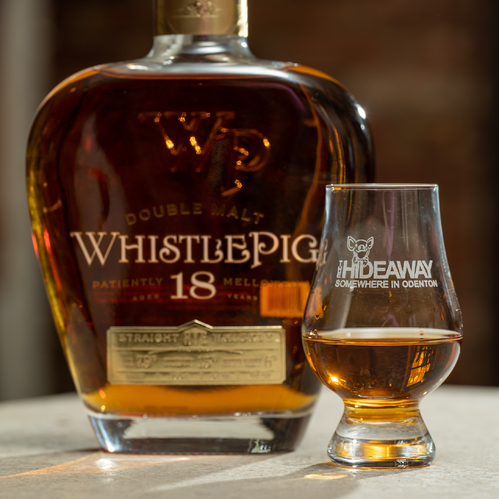a bottle of Whistlepig whiskey