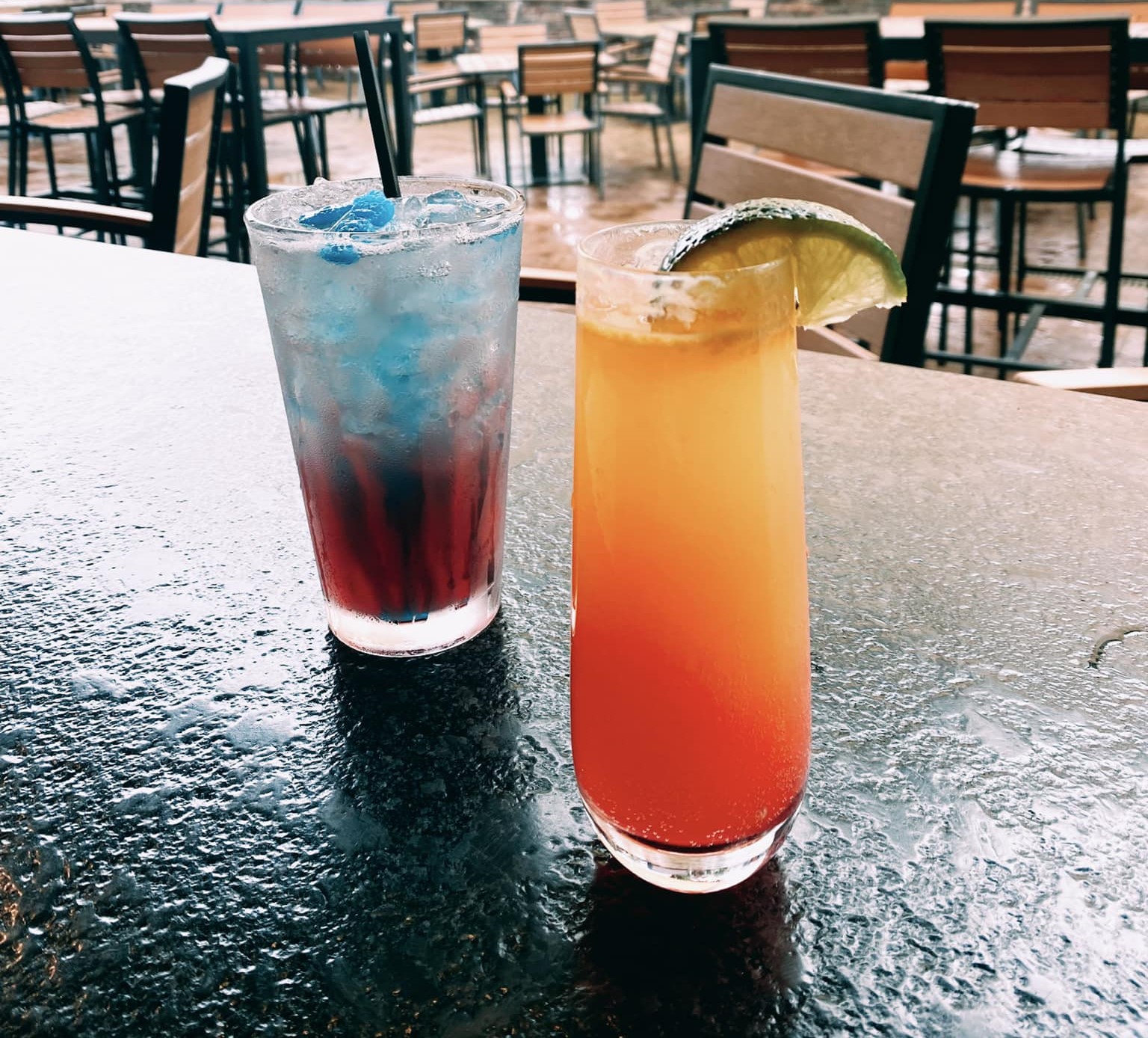 two drinks on a table