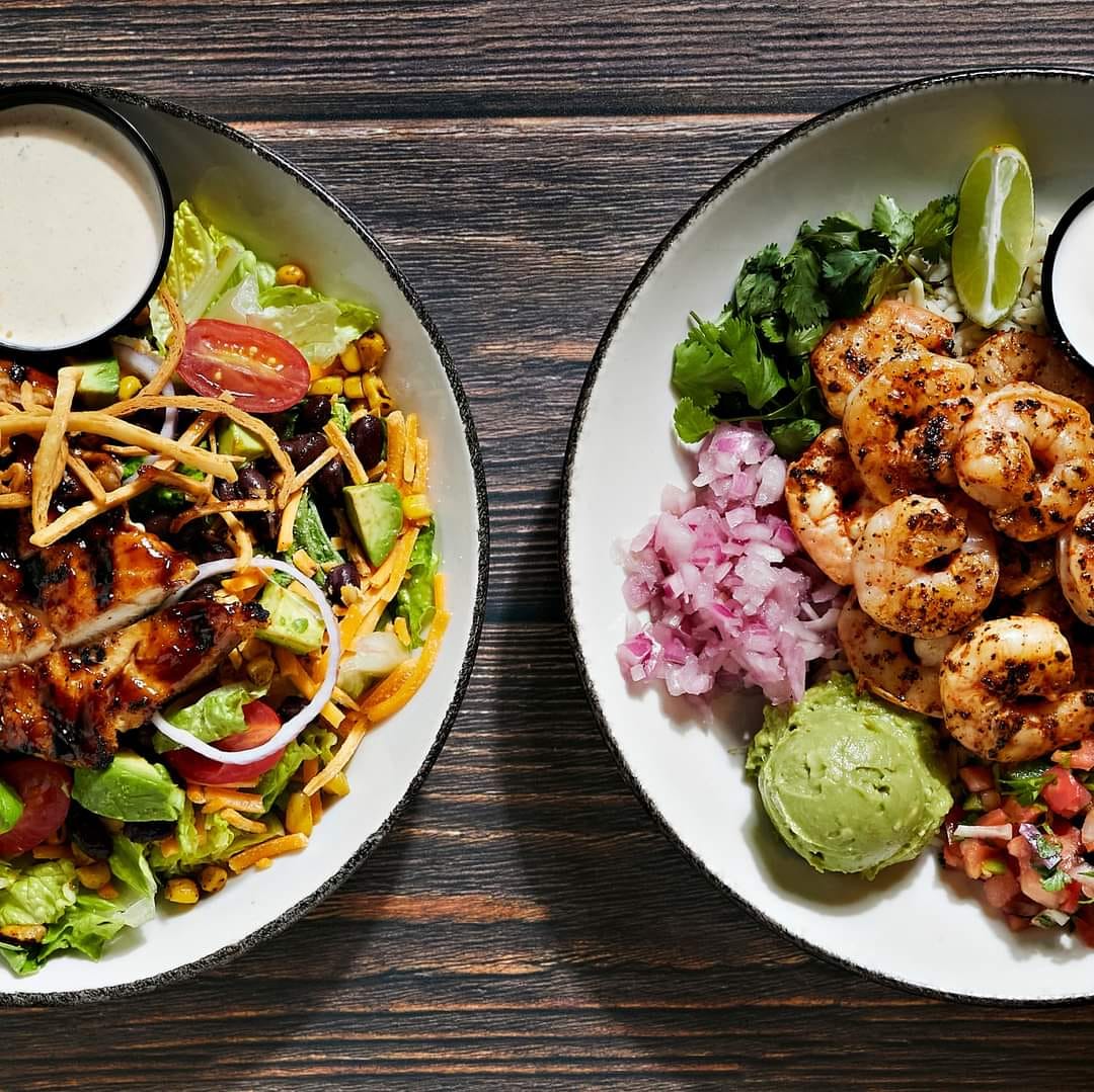 a Southwest BBQ Chicken Salad and a Chili-Lime Bowl